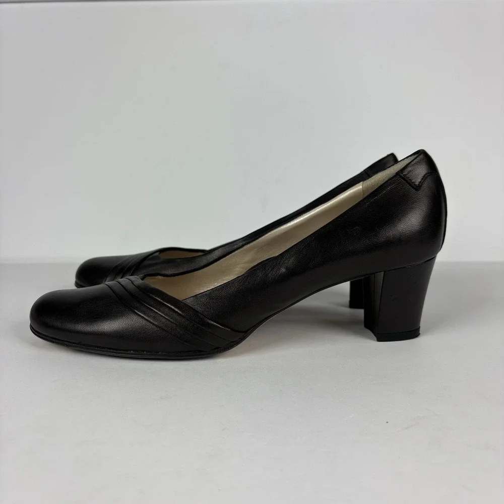 TARYN ROSE Size 8 Black Brocade Wedge Peep Toe Heels Shoes 38.5 Eur